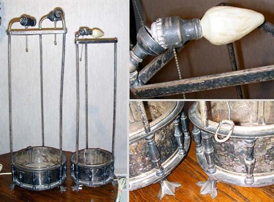Lot 224 - Two Silver Plated Jardinieres Mounted as Lamps