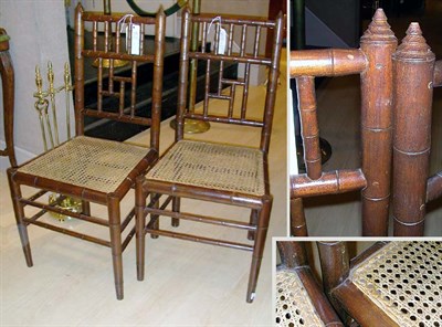 Lot 245 - Set of Six Faux Bamboo Dining Chairs