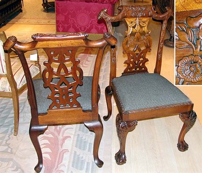 Lot 483 - Set of Six George III Style Carved Walnut...