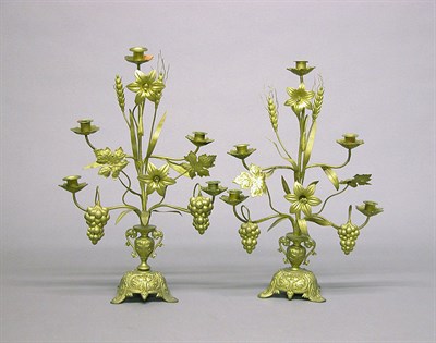 Lot 2653 - Pair of Louis XV Style Gold Painted Metal Five-...