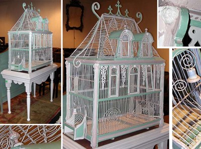 Lot 161 - White Painted Birdcage on Stand