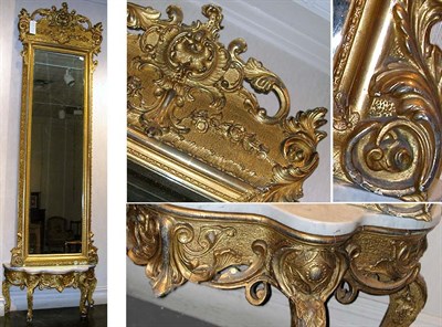 Lot 128 - Victorian Gilt-Wood Pier Mirror and Console
