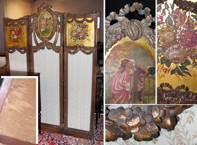 Lot 180 - Louis XVI Style Polychrome Painted Three-Panel...