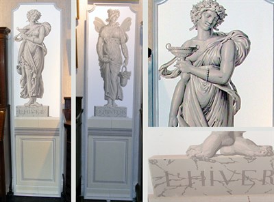 Lot 185 - Set of Four Grisaille Painted Wood Panels Each...