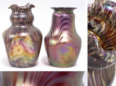 Lot 2514 - Two Poshinger Iridescent Art Glass Vases...