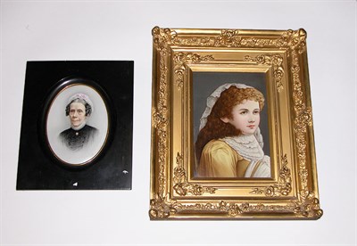 Lot 2422 - Two Framed Continental Porcelain Portrait...
