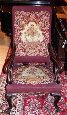 Lot 2347 - Victorian Needlepoint and Carved Mahogany...