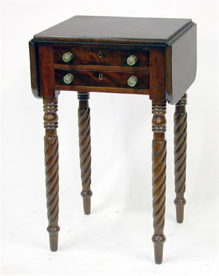 Lot 2208 - Late Federal Mahogany Drop-Leaf Work Table...
