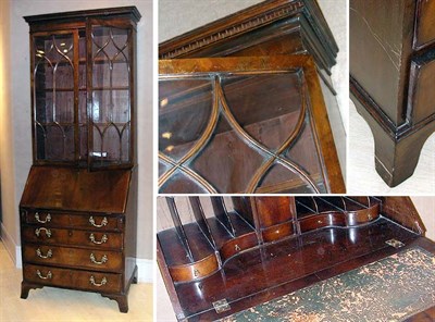 Lot 395 - George III Mahogany Bureau Bookcase