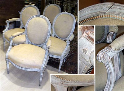 Lot 355 - Set of Four Louis XVI Style Gray Painted...