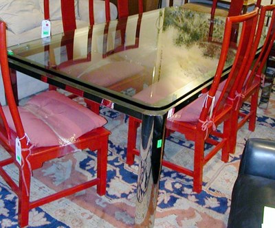 Lot 138A - Glass Top Chrome Dining Table