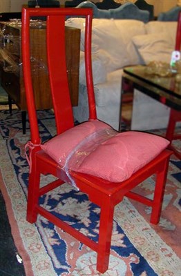 Lot 139A - Set of Six Red Lacquered Dining Chairs