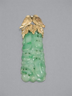 Lot 114 - Carved Jade & Diamond Pendant