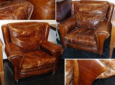 Lot 164 - Pair of Art Deco Leather Upholstered Club Chairs