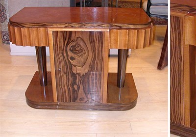 Lot 213 - Art Deco Style Fruitwood and Macassar Ebony...