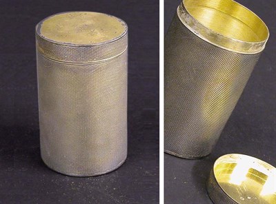 Lot 2849 - French Silver Cylinridcal Cigarette Box Engine...