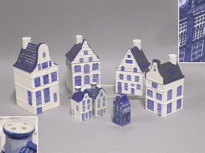 Lot 2851 - Seven Delft Pottery Cannisters In the form of...