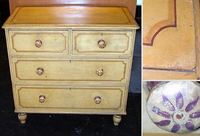 Lot 498 - Painted Cottage Chest of Drawers
