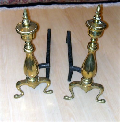 Lot 323 - Pair of Federal Style Brass Andirons