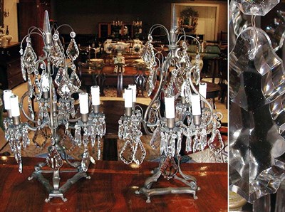 Lot 484 - Pair of Patinated-Metal and Cut Glass...
