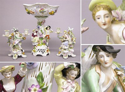Lot 2401 - Louis XV Style Dresden Porcelain Figural...