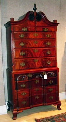 Lot 3179 - Chippendale Style Mahogany Chest on Chest In...