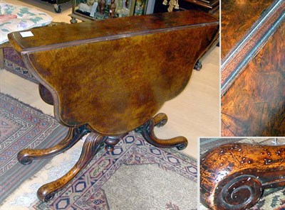 Lot 156 - Victorian Burl Walnut Drop-Leaf Gate Leg Table