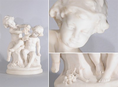 Lot 2242 - White Composition Figural Group Of two seated...