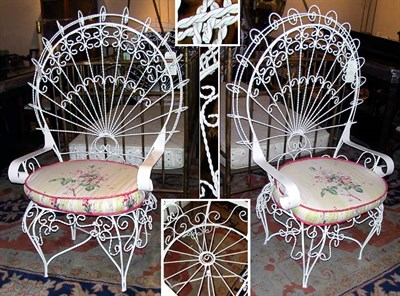 Lot 201 - Pair of Victorian Style Painted Metal and Wire...