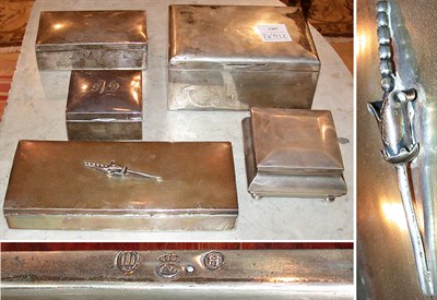 Lot 2397 - Five Sterling Silver Humidors