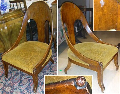 Lot 380 - Pair of Empire Style Walnut Gondola Chairs