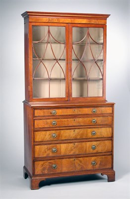 Lot 4418 - George III Inlaid Mahogany Secretary Bookcase...
