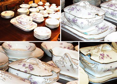 Lot 2189 - Limoges Porcelain Dinner Service Violet floral...