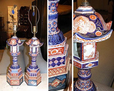 Lot 2195 - Pair of Chinese Porcelain Lamps Each in the...