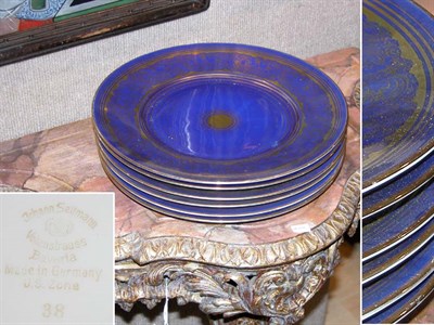 Lot 2208 - Twelve Cobalt Porcelain Service Plates with...