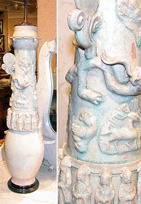 Lot 2248 - Chinese Funerary Jar Mounted as a Lamp