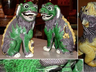 Lot 2256 - Pair of Chinese Ceramic Fu Lions