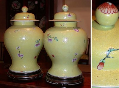 Lot 2287 - Pair of Chinese Yellow Ceramic Ginger Jars