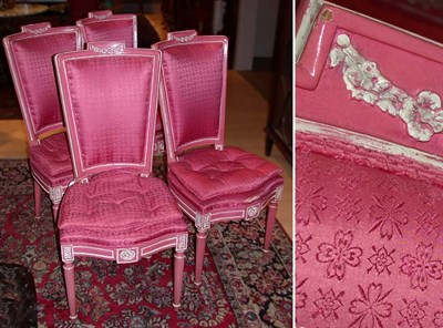 Lot 2666 - Four Louis XVI Style Upholstered Painted Side...