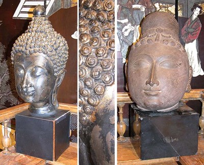 Lot 2242 - Thai Bronze Head of Buddha and an Indian...