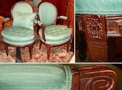 Lot 2325 - Pair of Louis XVI Style Upholstered Fauteuils