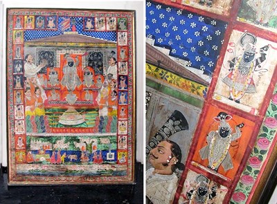 Lot 2389 - Large Indian Painting of a Diety Oil on canvas.