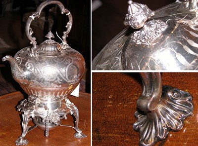 Lot 2409 - Continental Silver Plated Kettle on Stand