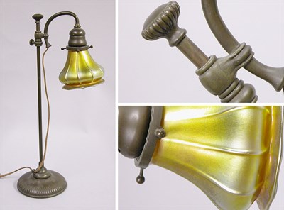 Lot 2553 - Iridescent Gold Aurene Glass and Bronze Goose...