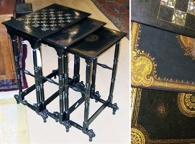 Lot 2494 - Georgian Style Black Lacquered Nest of Tables...