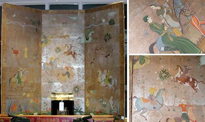 Lot 2584 - Japanese Paper Three-Panel Screen
