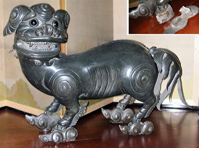 Lot 2591 - Chinese Bronze Figure of a Standing Fu Lion