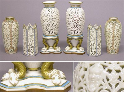 Lot 2366 - Group of Royal Worcester Reticulated Porcelain...