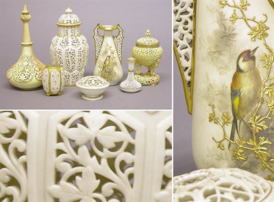Lot 2367 - Group of Royal Worcester Reticulated Gilt...