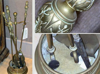 Lot 570 - Georgian Style Brass Fire Fender; Together...